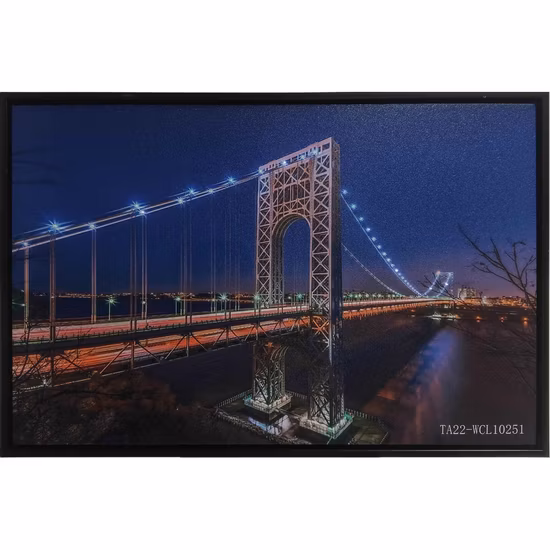 Luz LED de noche de ciudad moderna, arte de pared, horizonte, paisaje urbano, lienzo, pintura LED, arte de pared iluminado para decoración del hogar