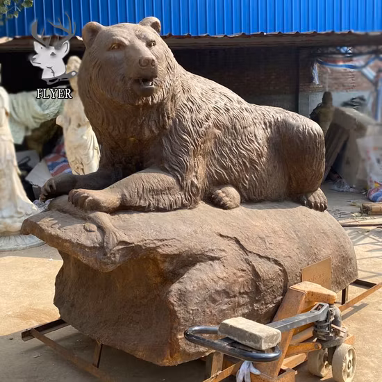 Estatua de oso de bronce de tamaño natural, estatua de oso de bronce de cobre y vida silvestre moderna, artesanía de Metal para decoración al aire libre