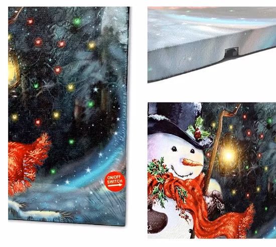 Arte decorativo de la pared de la pintura de las luces LED del diseño de Santa de la fábrica al por mayor