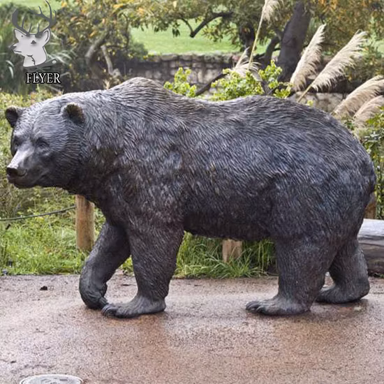 Outdoor Decoration Metal Craft Modern Animal Wildlife Copper Brass Bear Statue Life Size Bronze Bear Statue