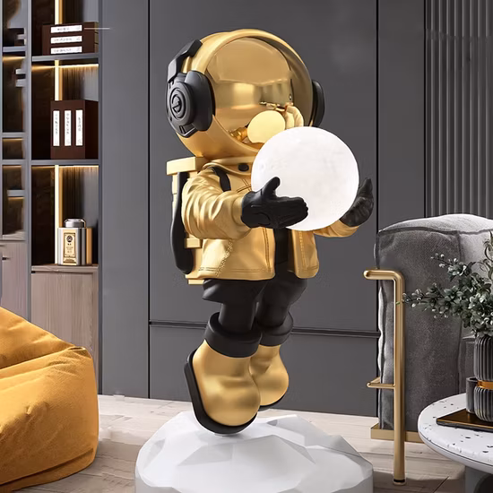 Estatua de astronauta moderna, decoración del hogar de lujo, estatua de astronauta de fibra de vidrio de tamaño natural a la venta