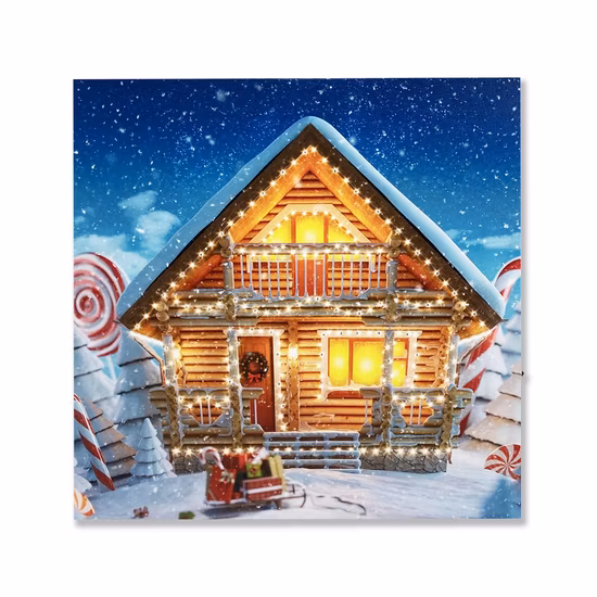 Arte iluminado LED de la pared de la lona de la Navidad de la escena del invierno de la casa para la decoración de la decoración