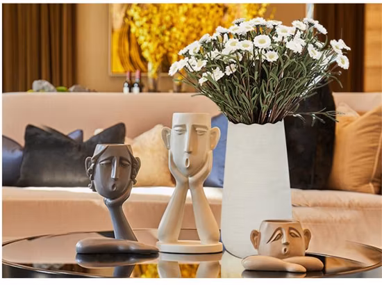 Gran idea para un regalo del fabricante chino, adorno de cabeza de resina artística para promoción