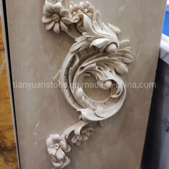 Estatua de flor tallada en piedra, escultura de mármol en relieve para decoración de paredes